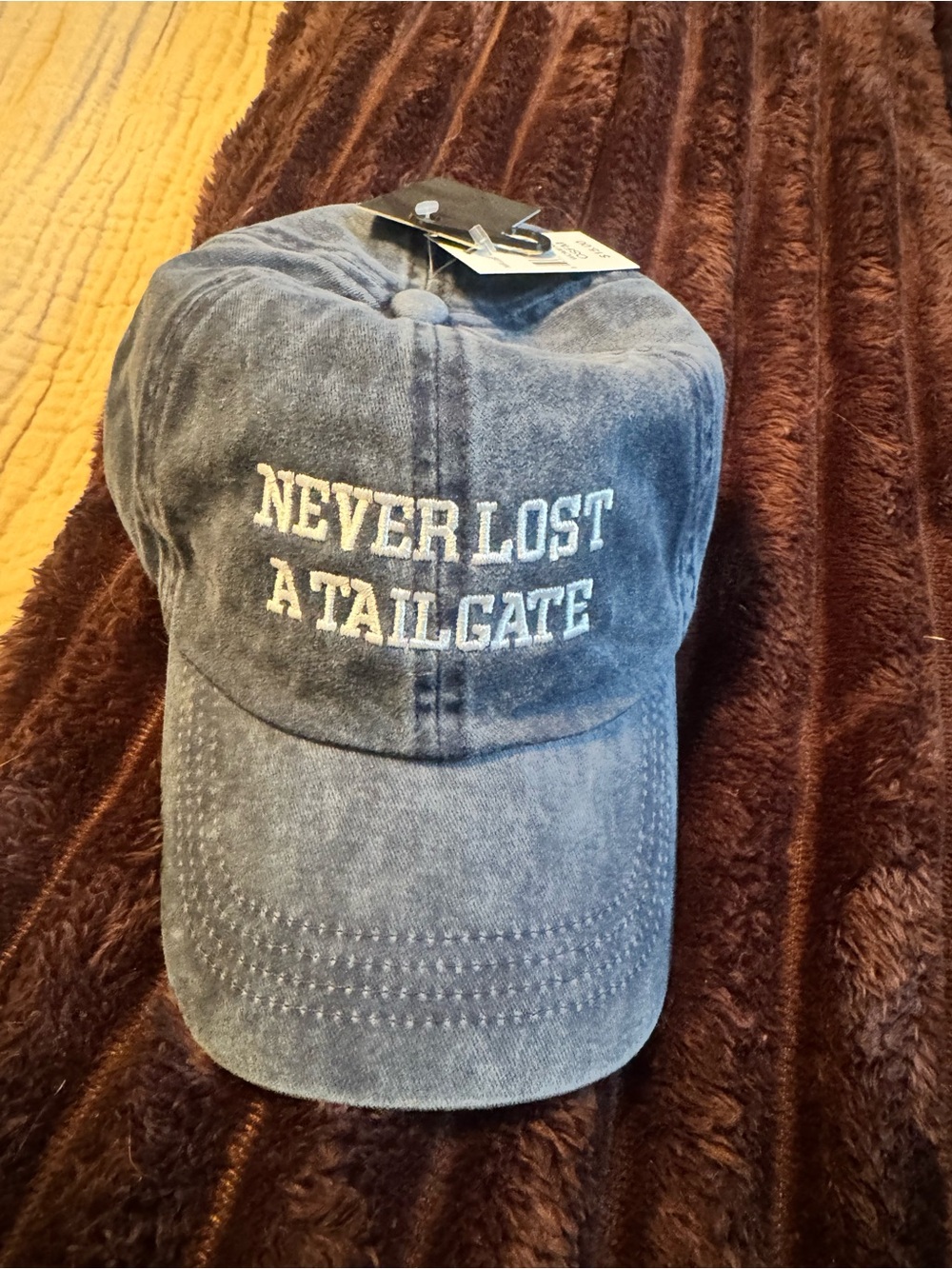 Never Lost A Tailgate Washed Blue Baseball Cap